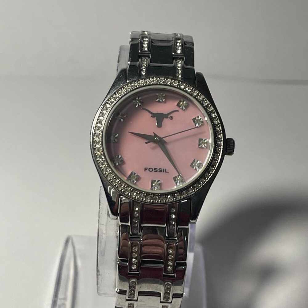 Texas Longhorns NCAA Stainless-Steel MOP Women's Watch by Fossil NEW